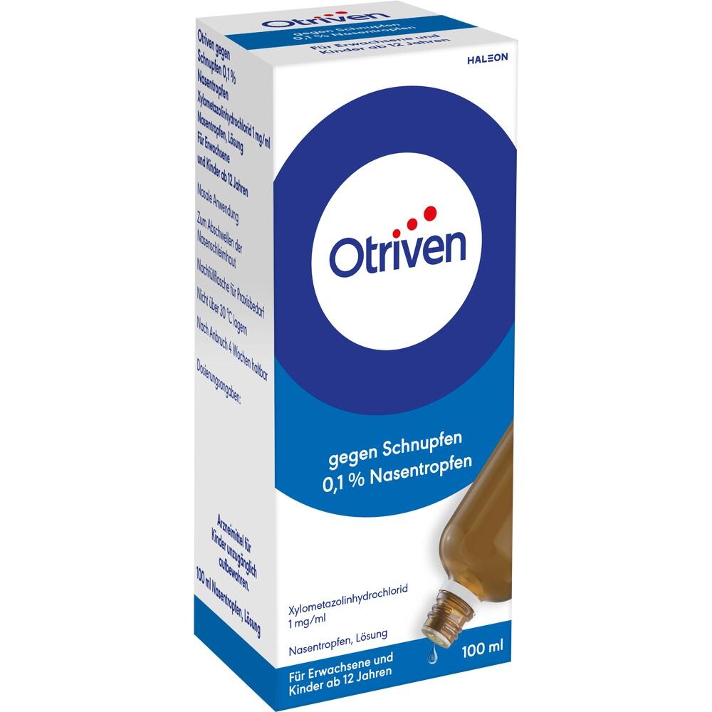 Verpackung von Otriven Nasentropfen gegen Schnupfen f&uuml;r Erwachsene und Kinder ab 12 Jahren.