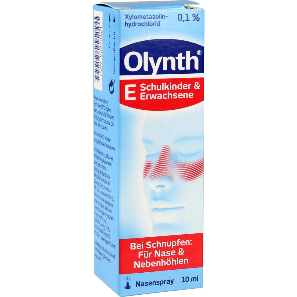 Blaue Olynth-Verpackung f&uuml;r Nasenspray bei Schnupfen f&uuml;r Schulkinder und Erwachsene.
